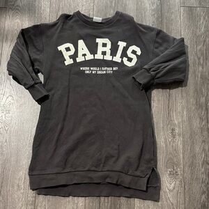 Zara girls black Paris sweatshirt dress 7